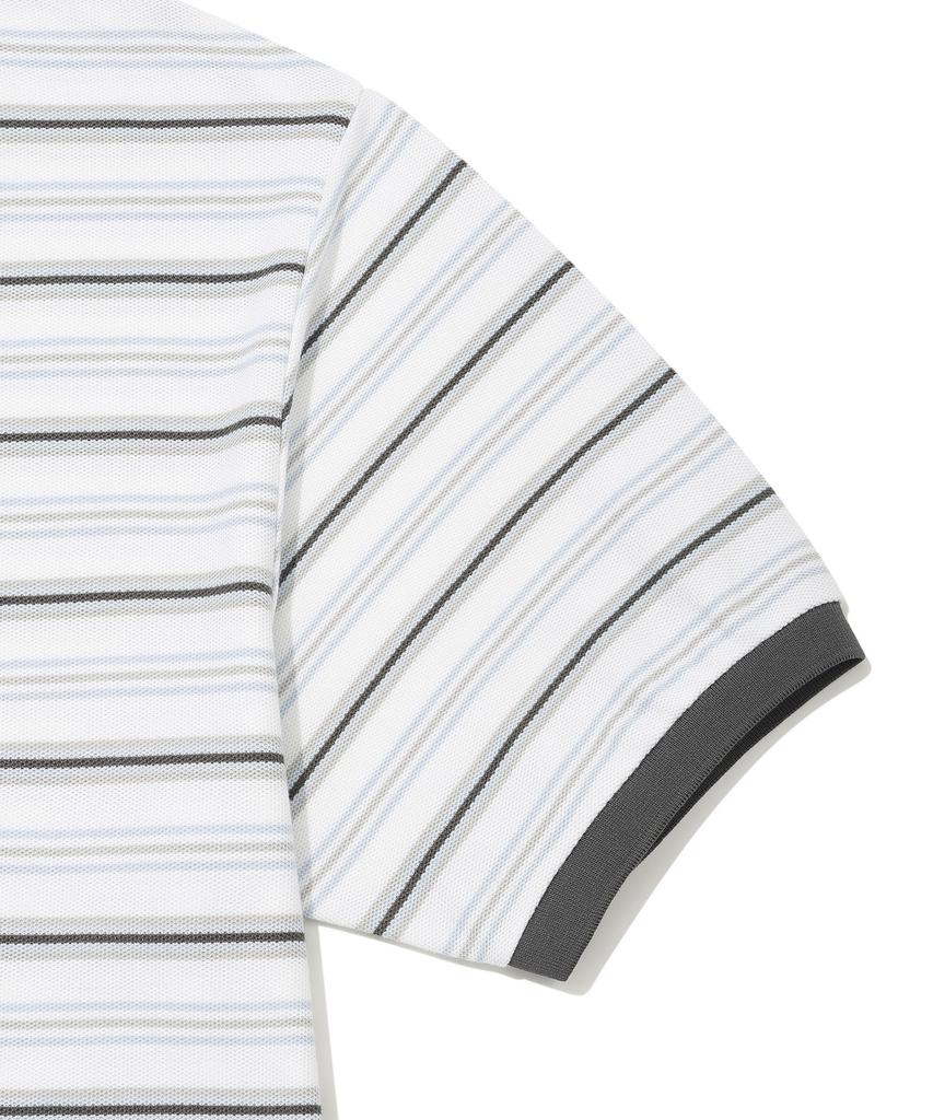 WACKY WILLY Striped Collared T-Shirt White