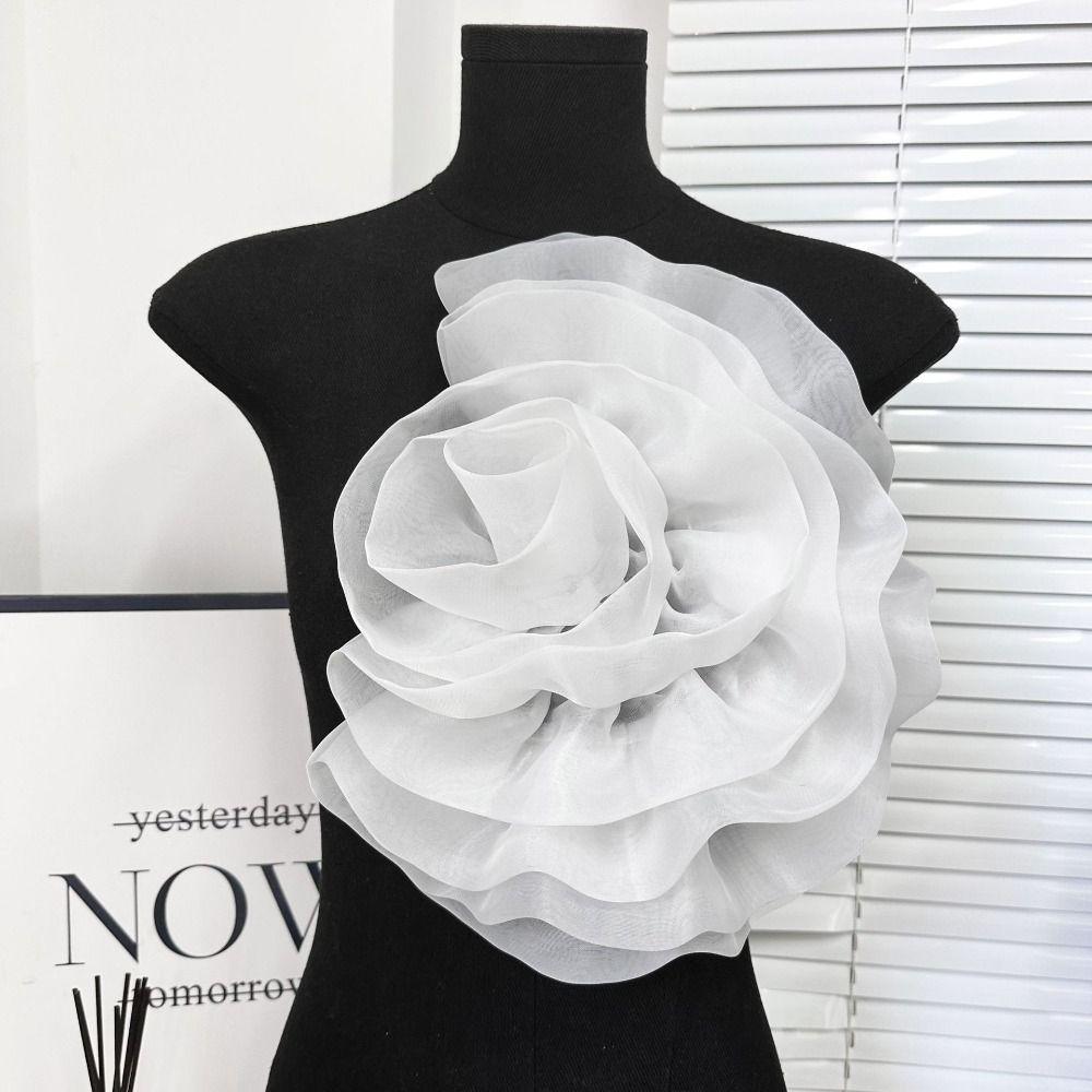 Fashion 3D Flower Corsage Sewing Applique Accessories Handmade Flower Patch Irregular Organza Clothing Dress Neck Decoration
