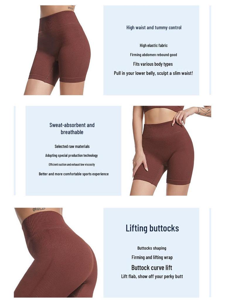 Women's High Waist Ribbed Yoga Shorts - Seamless, Quick-Dry, Butt-Lifting Fitness Wear