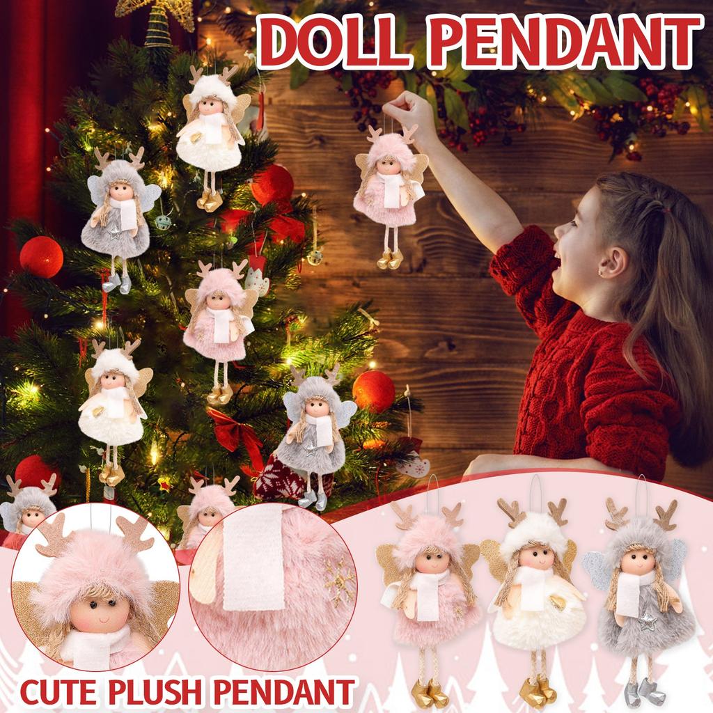 Рождественские украшения Подвески Рождественские милые оленьи рога Плюшевые перья Ангела Рождественская елка Креативные подвески