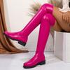 Женские одинарные ботинки на толстом каблуке, зимние новые, с круглым носком, на толстой подошве, противоскользящие, ботфорты выше колена