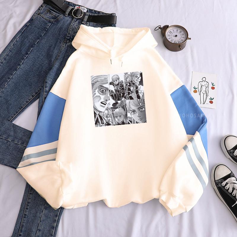 Harajuku Japan Anime Attack On Titan Manga Hoodies Women Funny Cartoon Comics Korean Fashion Aesthetic Patchwork Sweatshirt Male
