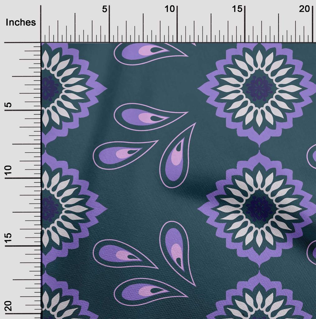 oneOone Хлопковая гибкая темно-бирюзовая зеленая ткань, азиатская декоративная ткань для одежды своими руками, стеганая ткань с принтом, ткань в ярдах, 40 дюймов