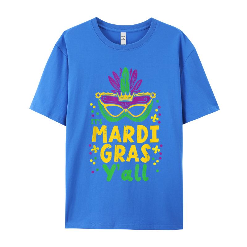 Its Mardi Gras Yall Mask Tshirt Normal Short Sleeve Newest Round Neck 100 Cotton Tees Letter Teeshirt Husband Valentine Day