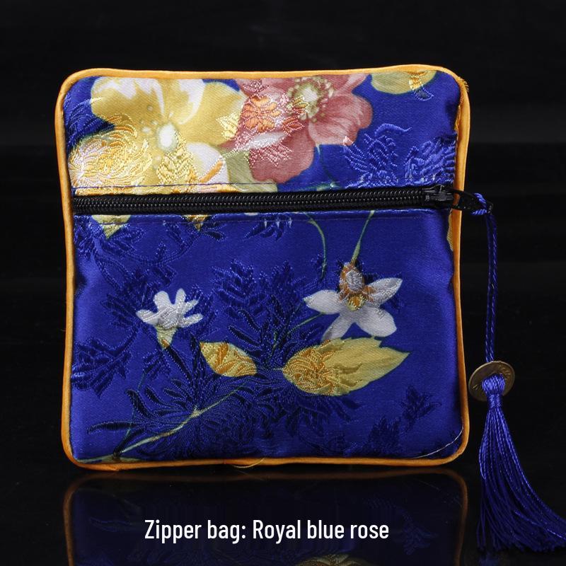 New Chinese Square Zipper Jewelry Brocade Bag