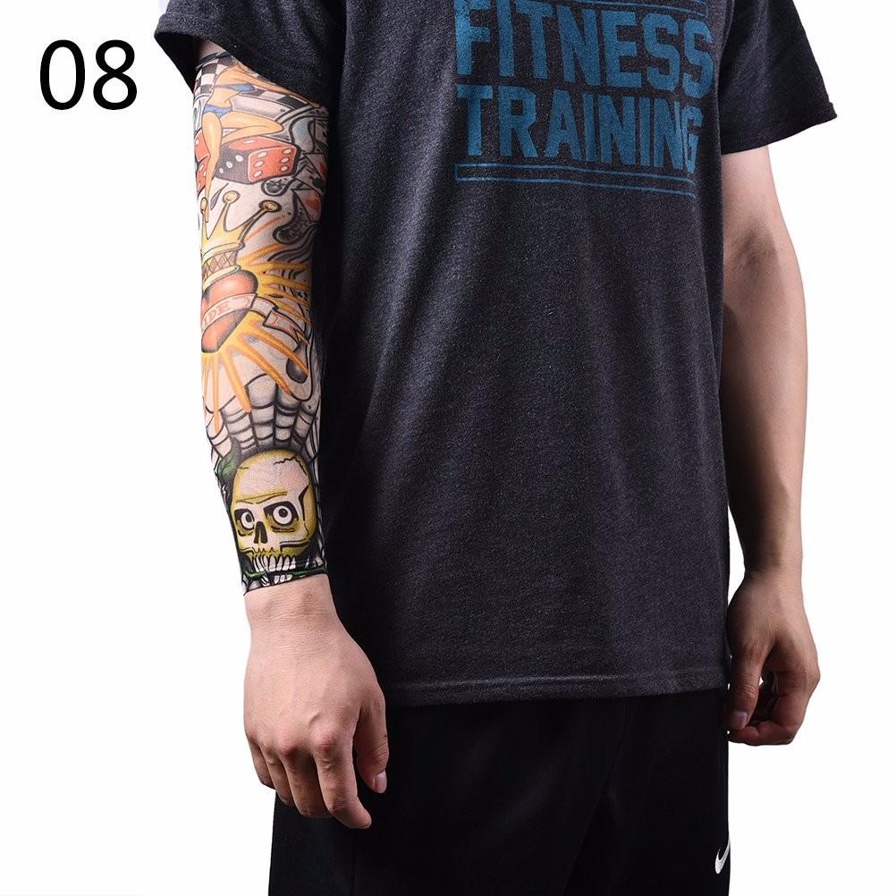 Набор из 8 предметов, искусственные временные татуировки, солнцезащитные рукава, дизайны тигра, клоуна, короны, сердца, черепа, племенные и т. д.