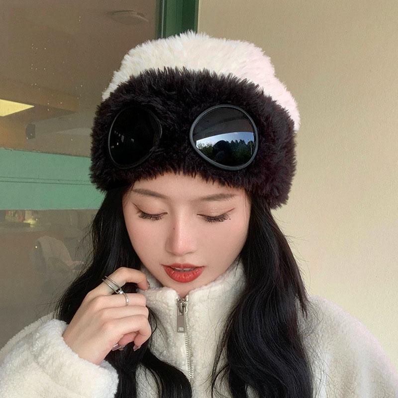 Женские кепки, ветрозащитная шапка для очков, плюшевая зимняя модная шапка Gorros, фиксирующаяся вязаная шапка, женская индивидуальная лыжная кепка
