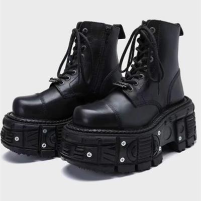 Женские ботильоны больших размеров 36-45 Мужская обувь На шнуровке Круглый носок Обувь на толстой подошве Платформа с заклепками Повседневные боты