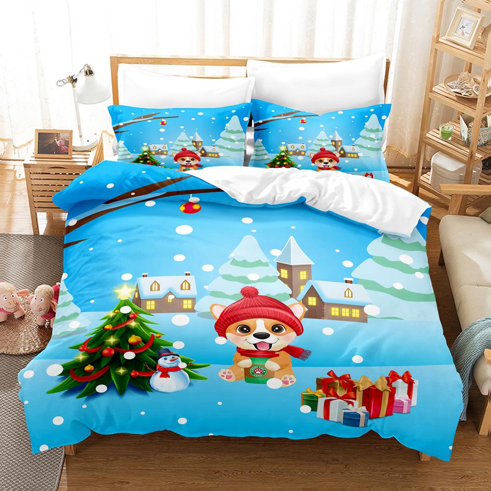 3D Рождественский Постельный Комплект Кинг Квин Размер Пододеяльник Наволочка 2/3шт С Новым Годом Комплект Чехлов Домашний Подарок