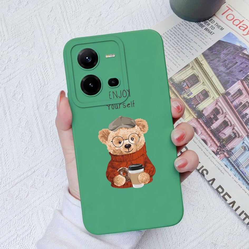 Чехол для телефона Vivo V19 Neo Z1 Z3X Z5X V21E V23E V25E V27 Pro V20SE V9 Противоударный защитный мягкий силиконовый чехол с милым медведем для бампера Vivo
