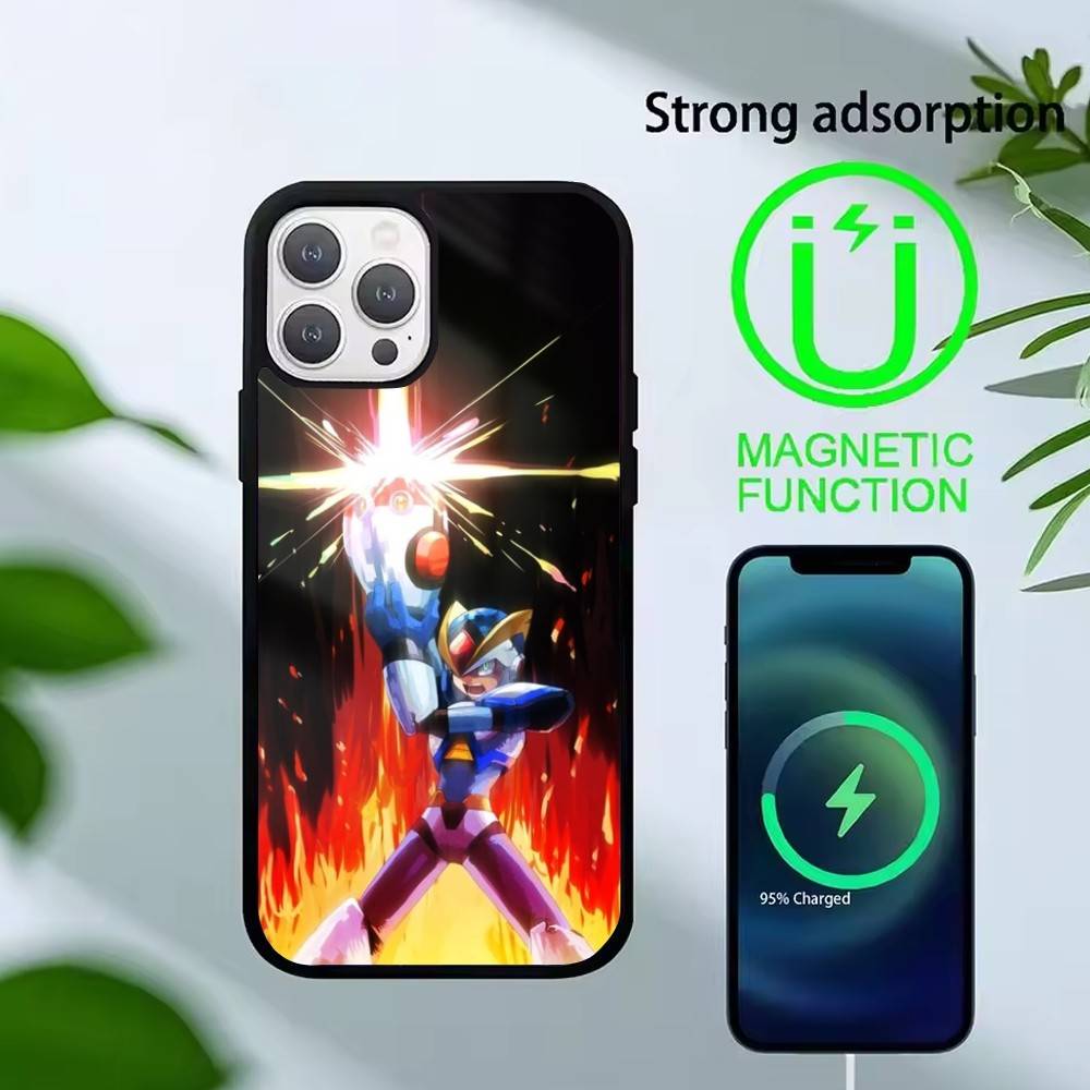 K-Mega Man Anime Phone Case For iPhone17,16,15,14,13 Plus,Pro Max Magnetic For Magsafe Wireless Charging