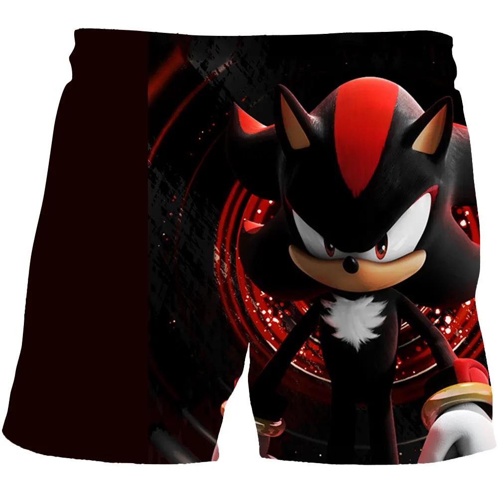2025 MINISO Пляжные штаны для детей 4-14 лет Шорты Sonic 2 Штаны для девочек и мальчиков Штаны Харадзюку Для детей 3D Мультяшный принт Детские штаны