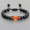 Мужской ретро браслет из бусин из вулканической породы и тигрового глаза в виде короны