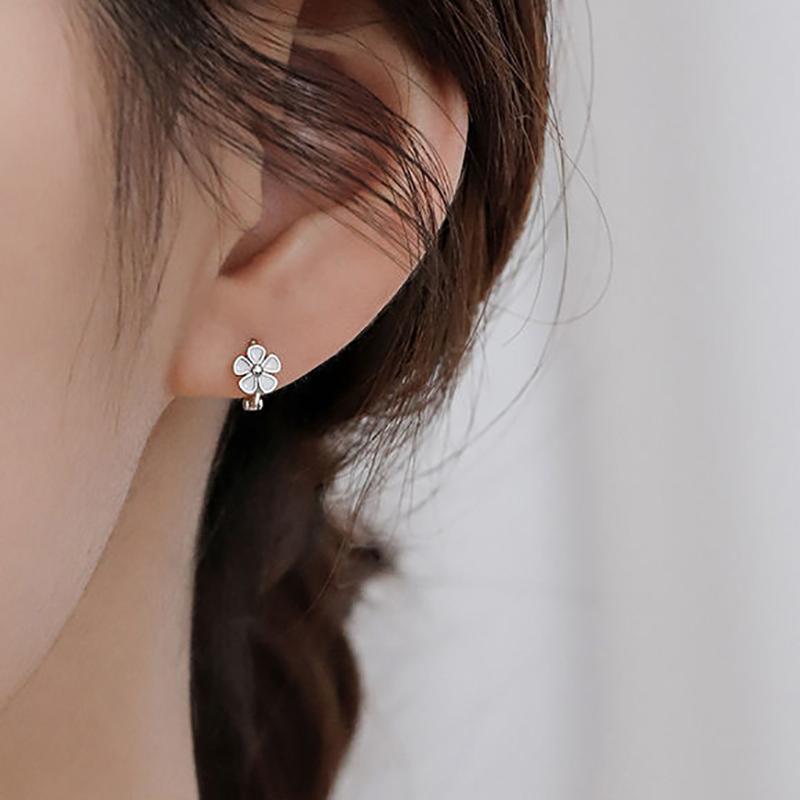 14K Цветочные серьги-кольца для женщин Серебряные серьги Hikaw Золотые не темнеющие гипоаллергенные серьги