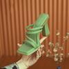 Z2024 Summer Korean-Style Square-Toe Strap High Heel Sandals for Women