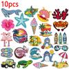 10pcs Lots Summer Wave Slippers Embroidered Patches On Clothes Shell Coral Patch Iron On Patches For Clothing Hats Jackets Diy 