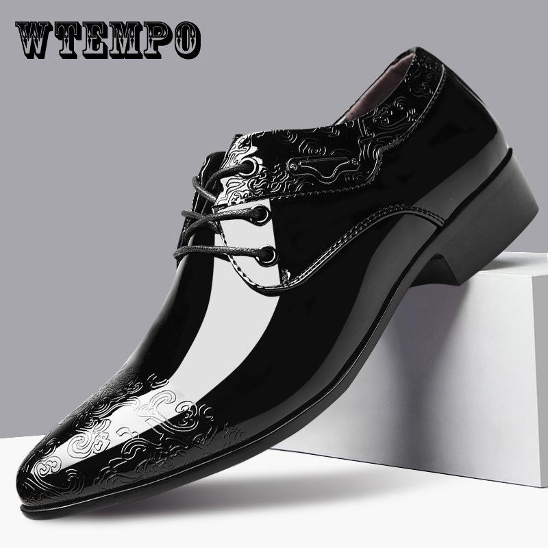 Patent Leather Mens Dress Shoes Men's Lace Up Oxfords Wedding Shoes Office Suit Mens Casual Shoes Luxury Italian Plus Size