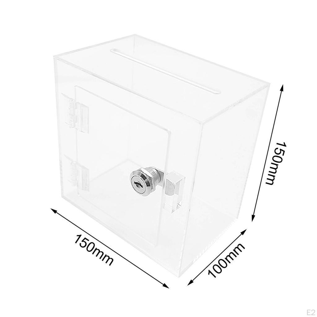 Акриловый ящик для пожертвований, органайзер для хранения денег с замком, прозрачный органайзер для хранения бюллетеней