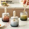 Airtight Glass Spice Jars with Retractable Spoon Leakproof & Moisture-Proof Storage Container for Herbs Salt Pepper Compact Kitchen Organizers for