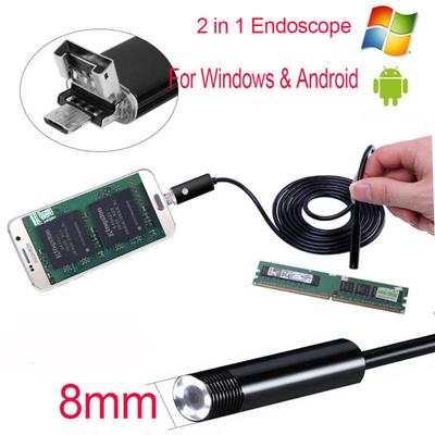 2 в 1 HD Водонепроницаемая 6 светодиодов 7/8 мм Micro USB Android эндоскопическая камера для осмотра