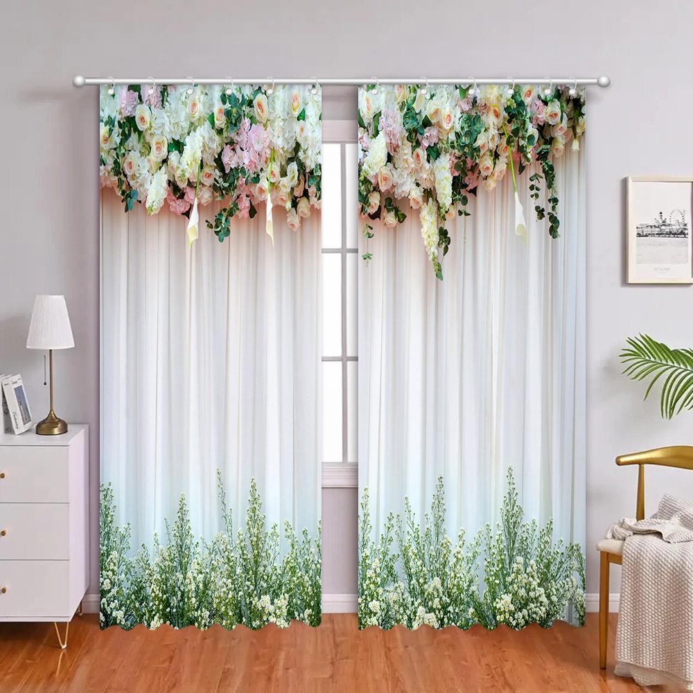 Красивый цветочный ламбрекен Шторы с 3D-печатью Гостиная Спальня Декоративная фоновая ткань Занавеска для ванной комнаты с крючками