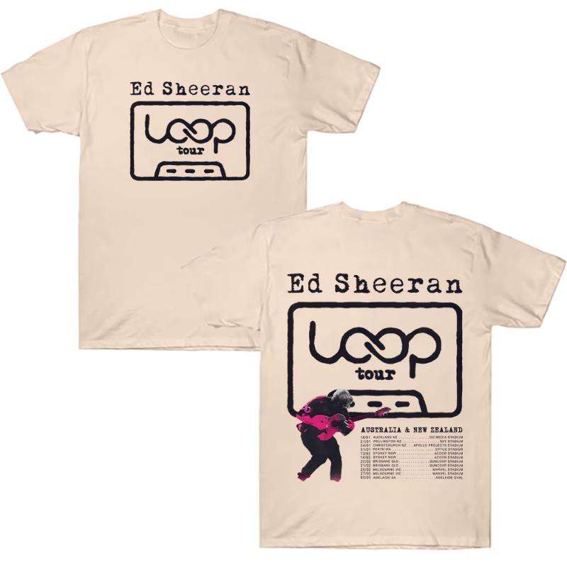 Футболки Ed Sheeran LOOP Tour Хлопок Унисекс Женские Летние Футболки НОВИНКА Мода Свободные Унисекс Уличная Одежда Хип-Хоп Графическая Одежда Y2K