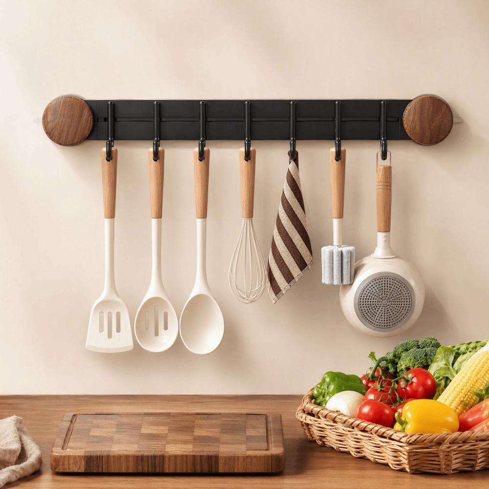 Wall Mounted Suction Cup Hook No-Drill Utensil Storage Rack Kitchen Storage Rack Behind The Door