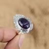 Natural Chevron Amethyst Gemstone 925 Silver Promise Adjustable Ring For Girls