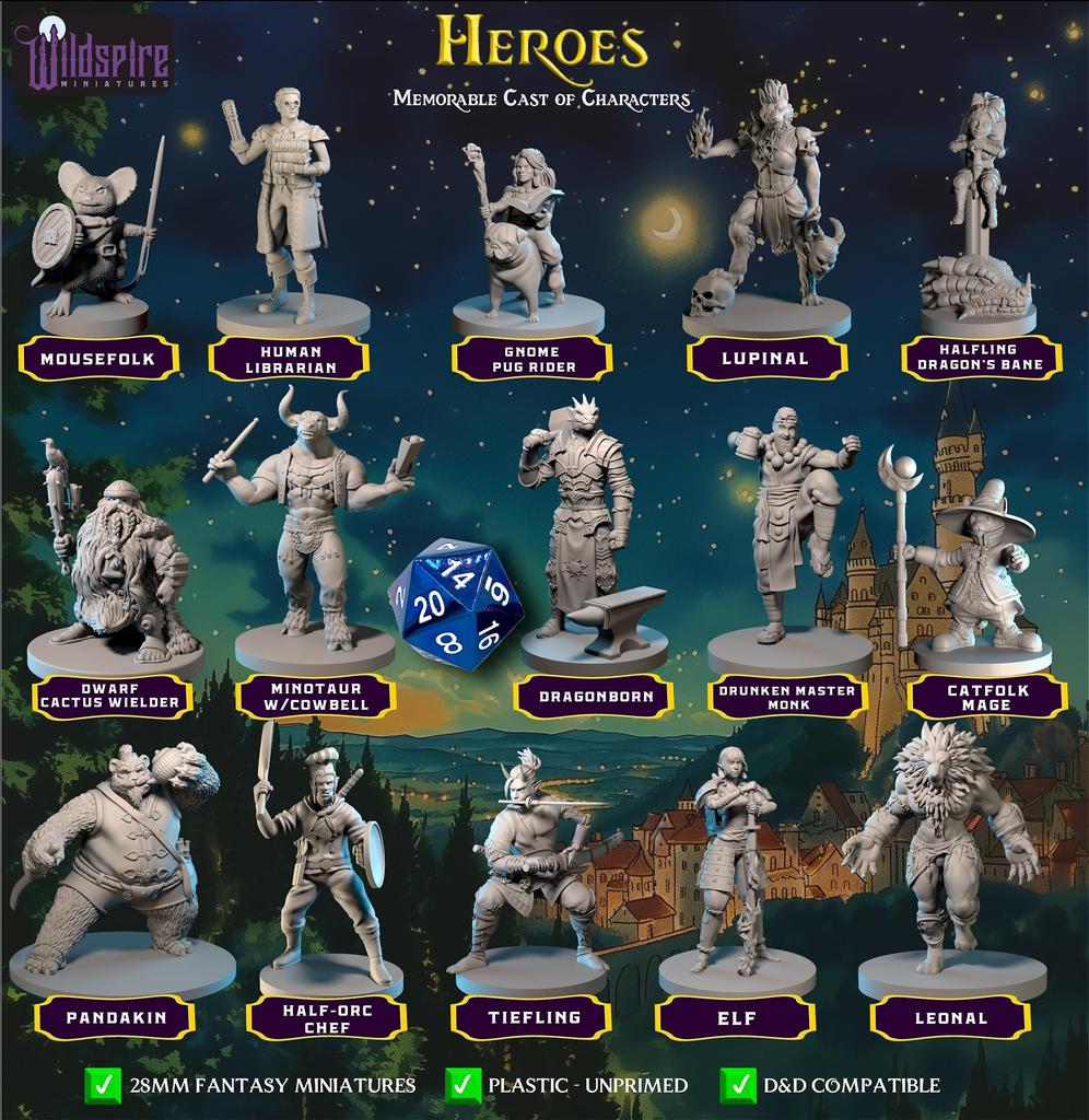 28 Miniatures Heroes Animals for DND Miniatures 28mm Bulk Dungeons Dragons Miniatures I for Miniatures DND Minifigures Tabletop Fantasy Miniatures