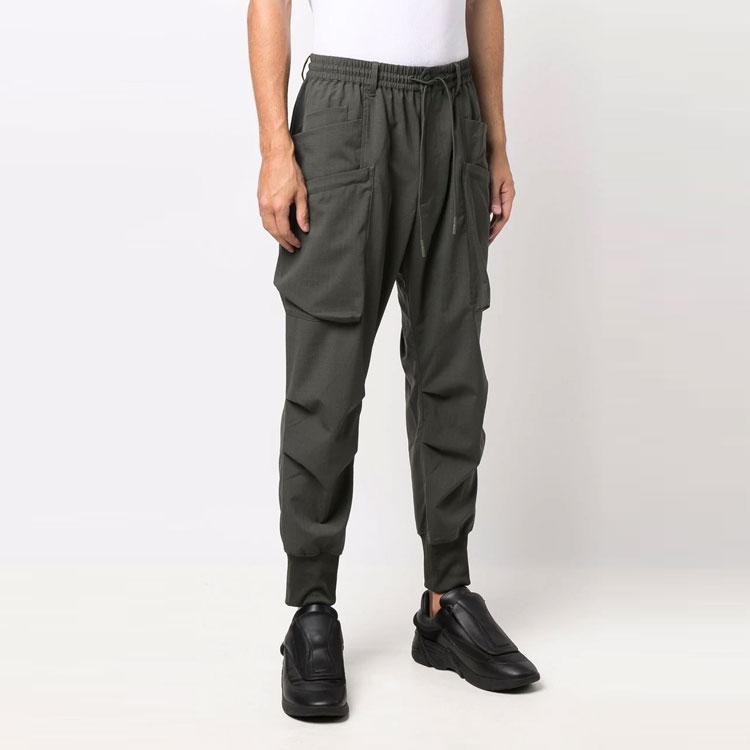 Y-3 FW21 Повседневные брюки с несколькими карманами и манжетами на шнурке, мужские брюки зеленого цвета HB3427