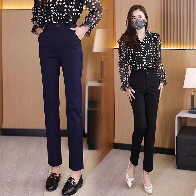 Women's High-Waisted Slimming Cropped Cigarette Pants - Versatile Petite Western Style