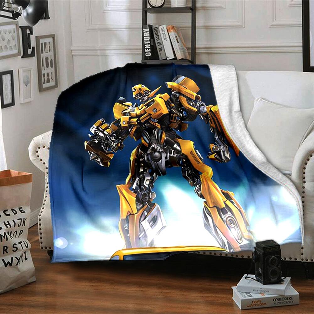 Transformers Bumblebee'S Power Flannel Blanket Super Soft Warm Cozy Blanket For Sofa Bed Office Travel Allseason Home Decor Gift