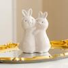 Пасхальный обнимающийся кролик Керамическая фигурка Миниатюрная Розовая Белая Пара Кроликов Статуэтка Дом Офис Рабочий стол