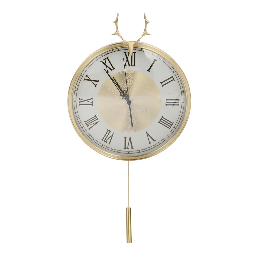 Настенные часы Бесшумные медные европейские часы с маятником из чистой меди для интерьера гостиной