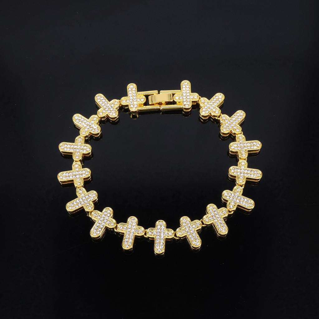 ZAKOL 20/50СМ Iced Out Buling Стразы CZ Крест Теннисная Цепочка Браслет Ожерелье Набор Женщины Мужчины Мода Хип-хоп Рок Украшения
