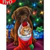 Full Drill Square Diamond Painting Christmas Cat Diamond Embroidery Dog Animal Mosaic Needlework Craft Kit