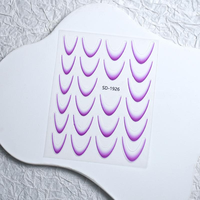 Французские линии 3D наклейки для ногтей розовые, красные, черные, зеленые, оранжевые Y2K самоклеящиеся слайдеры маникюр Y2K французский нейл-арт декоративная наклейка