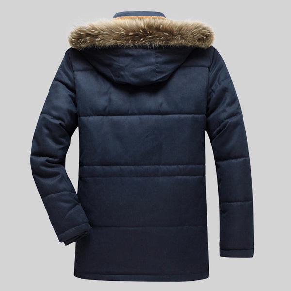 Зимняя мужская куртка, повседневная утепленная парка с хлопковой подкладкой, длинное пальто с капюшоном, теплое меховое пальто