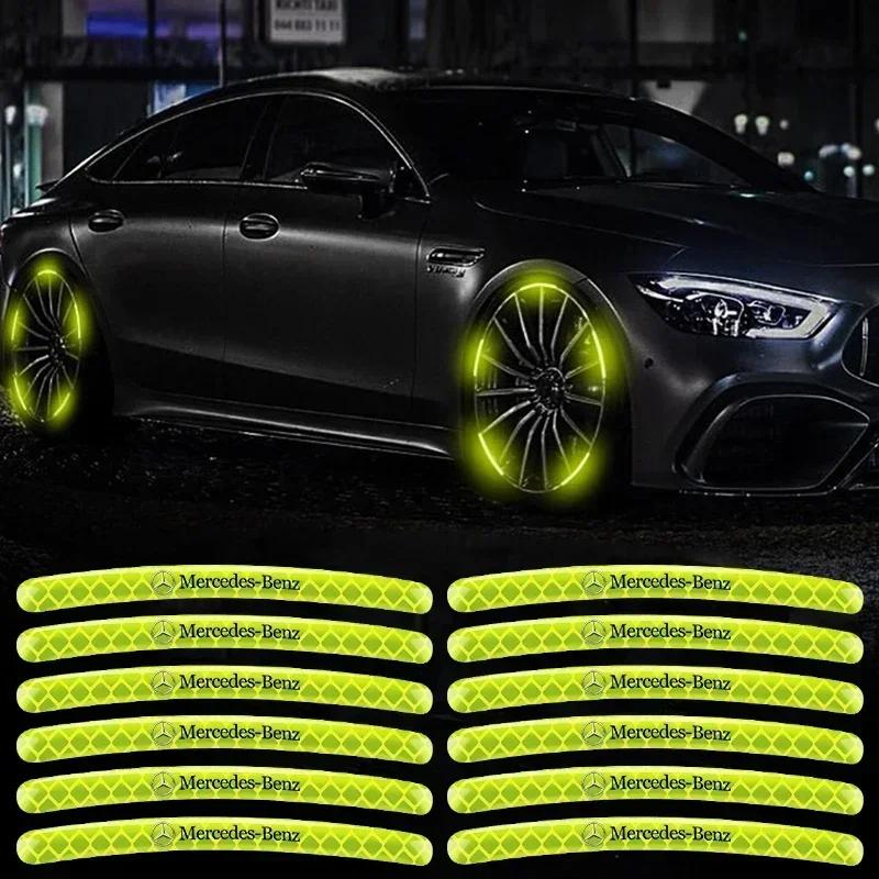 Hot W204 2025 Hot New 20pcs Luminous Car Wheel Hub Stickers High Reflective Stripe Tape For Mercedes Benz B/C/E/S Class A Class