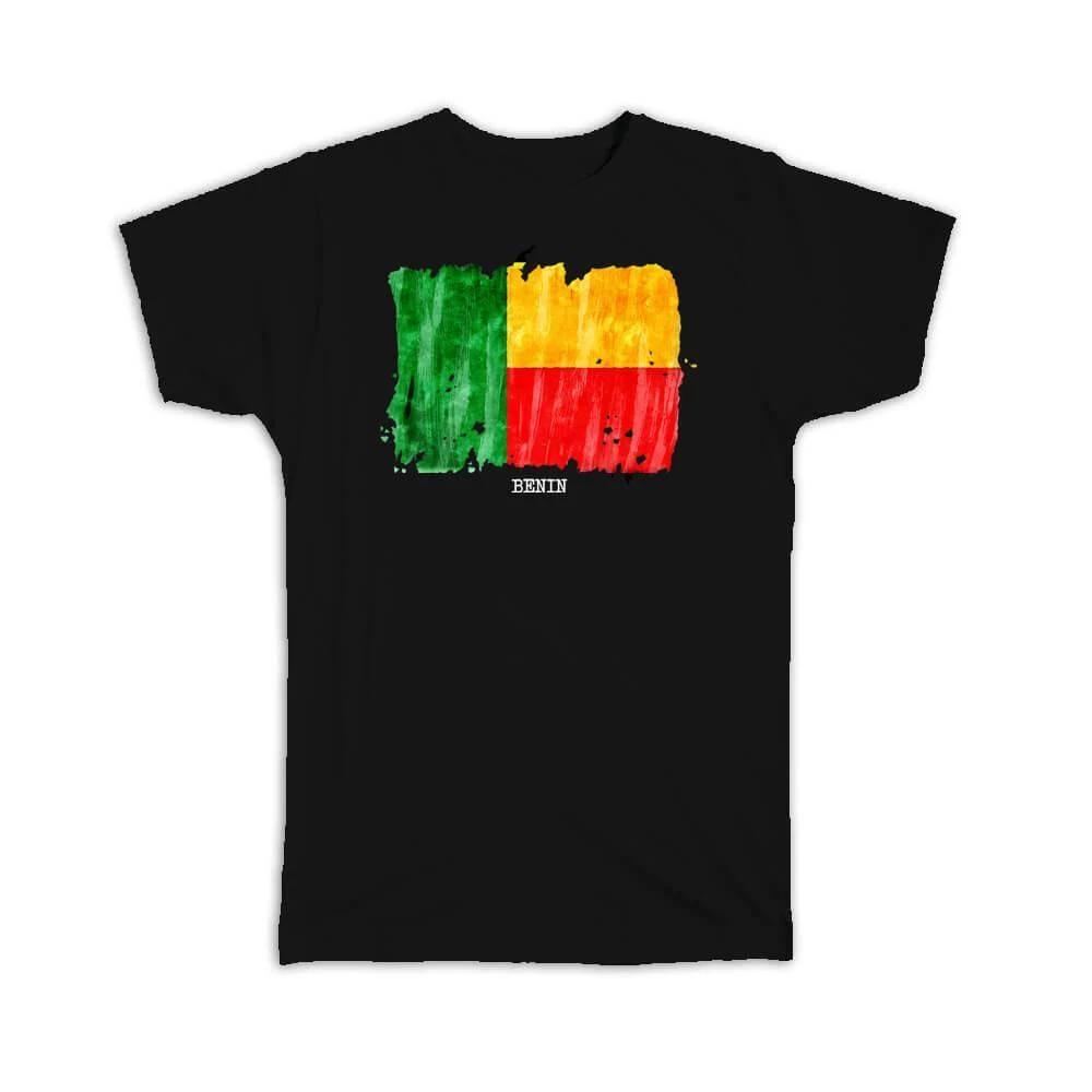 Gift T-Shirt : Benin Flag Africa Travel Expat Country Watercolor
