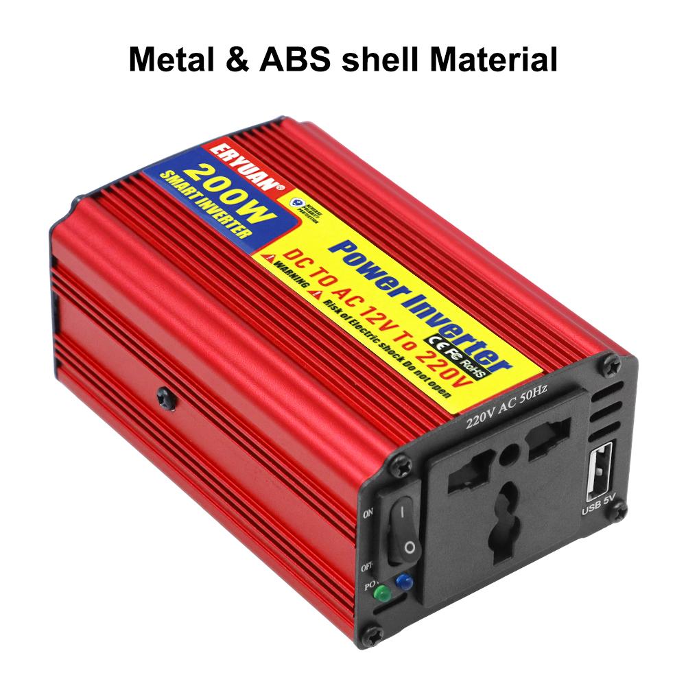 Автомобильный инвертор питания DC/AC универсальная розетка AC с портом USB-зарядки 200 Вт штекер прикуривателя/адаптер-клипса DC 12В в AC 220В