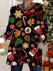 2025 Autumn Winter New Plus Size Women's Tops, Christmas 3D Print Fashion Crew Neck Long Sleeve T-Shirts