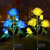 5 Heads Solar Lights Outdoor Decorative Solar Garden Lights Plastic Rose Flower Lawn Lamp for Yard Patio Garden Decoration