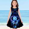 Girls' Dress Sleeveless 3D Blue Love Flower Print Summer Daily Cute Casual Sweet Kids A Line Dress Tank Dress