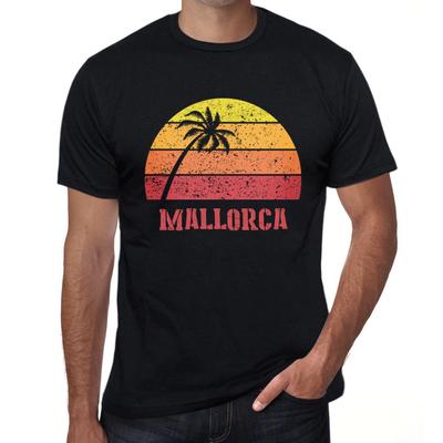 Мужская винтажная футболка с рисунком Mallorca Sunset Deep Black
