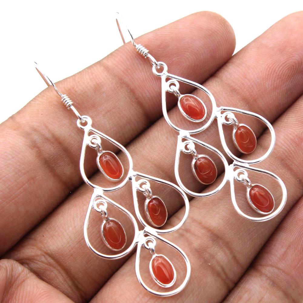 Серьга-шарм из сердолика и серебра, Ювелирные изделия ручной работы из серебра 925 пробы, Ювелирные изделия с драгоценными камнями, Подарок для мамы, Эффектные украшения, Серьга-подвеска
