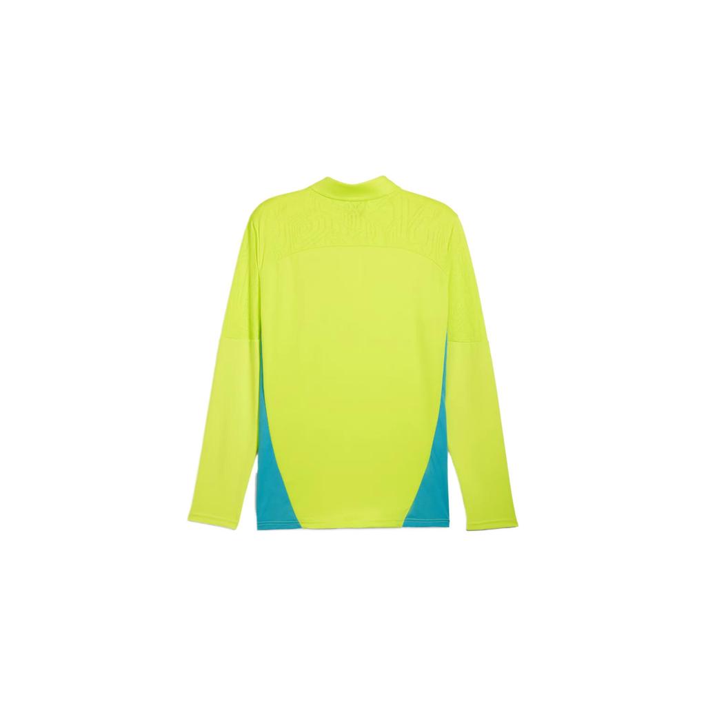 Puma Тренировочная футболка с длинным рукавом и молнией до четверти, с логотипом, удобная, дышащая, для футбола, мужская, топ, желтый 777529-14