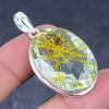 Golden Rutile Gemstone 925 Sterling Silver Gift Jewelry Pendant 1.81"