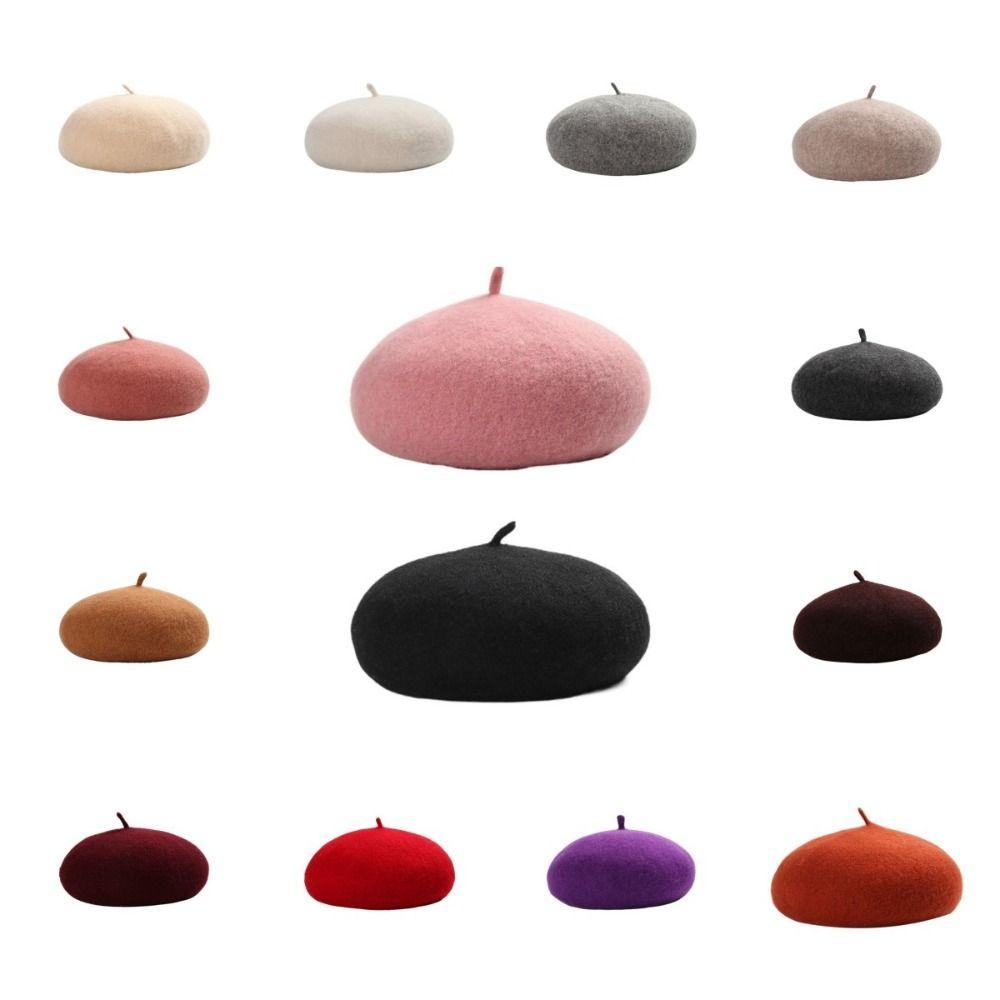 Keep Warm Women Wool Berets Plush British Beanie Hat Vintage Painter Caps Winter