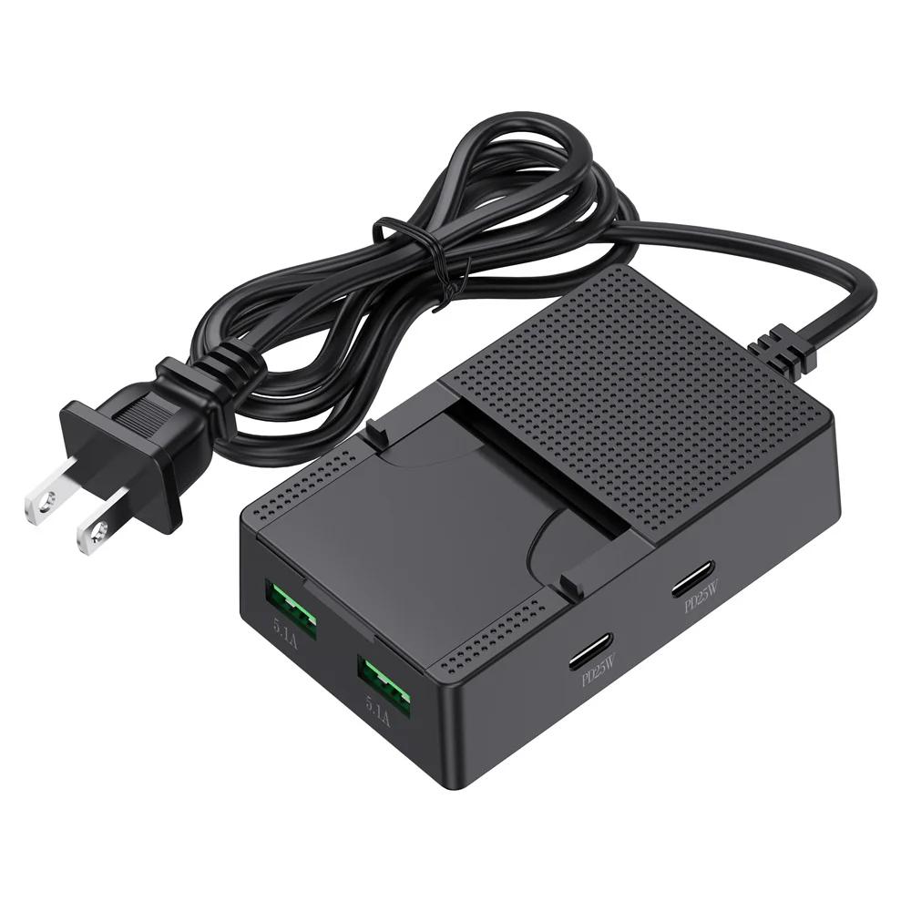 25W USB Type C Charger Multiport PD Fast Charging Phone Charger Adapter With Phone Holder 4 Ports EU US Plug Quick Wall Charger